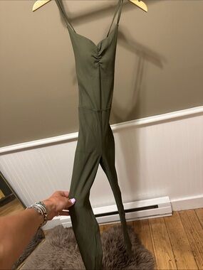 Forever 21 Olive Ribbed Slim Jumpsuit